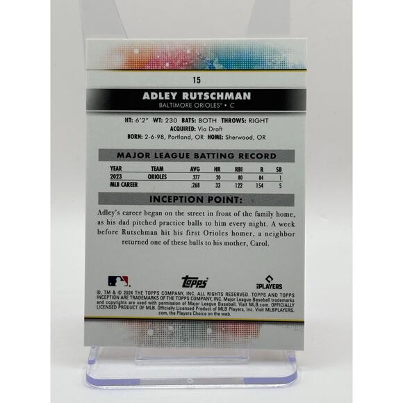 2024 Topps Inception Adley Rutschman Yellow Parallel /199 Baltimore Orioles - Picture 2 of 2